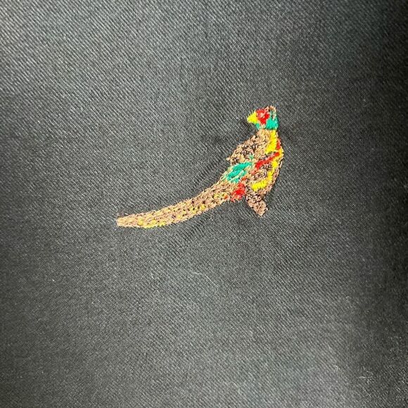 L.L. Bean Signature 100% Cotton Black Embroidered Pheasant Print Classic Blouse - Picture 9 of 12